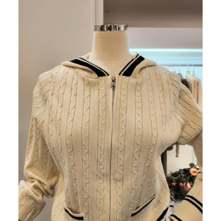 후드 꽈배기 투웨이 가디건