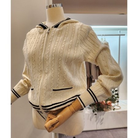 후드 꽈배기 투웨이 가디건