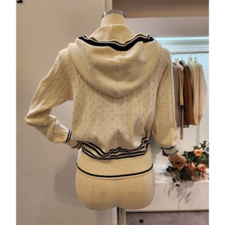 후드 꽈배기 투웨이 가디건