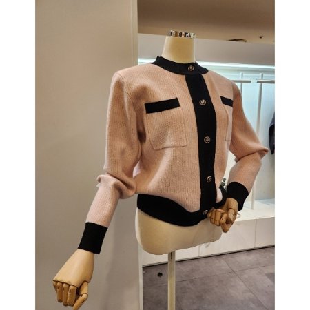 배색 양포켓 가디건