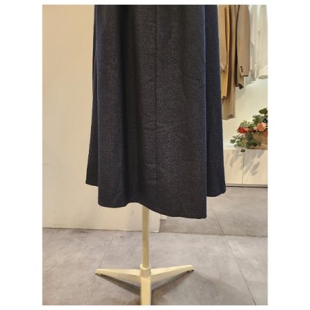 앞 핀턱 벨티드 청 스커트