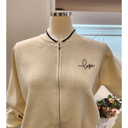 러브 자수 집업 가디건