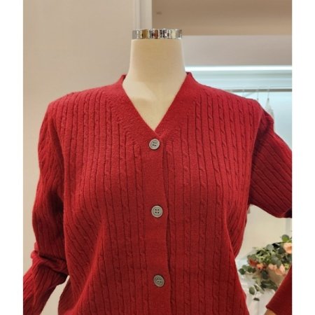 브이넥 심플 케이블 가디건