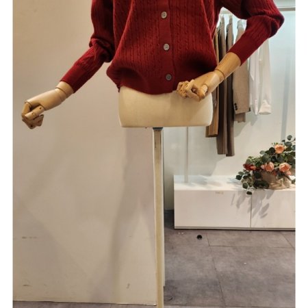 브이넥 심플 케이블 가디건