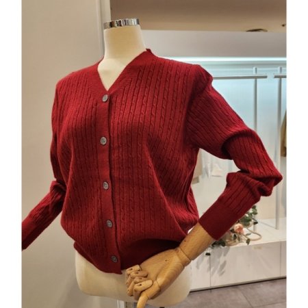 브이넥 심플 케이블 가디건
