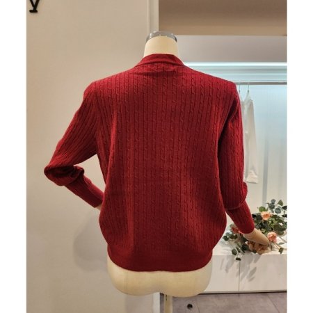 브이넥 심플 케이블 가디건