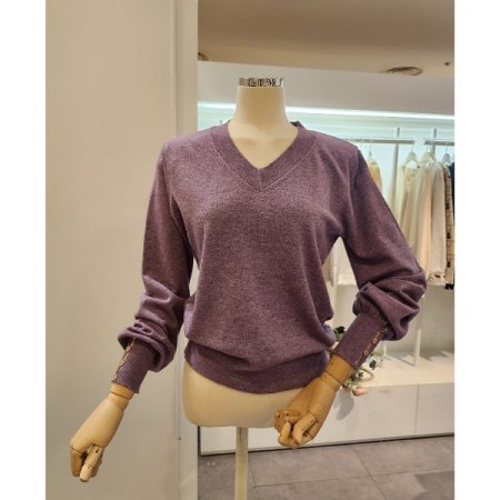 퍼프 소매 장식 니트