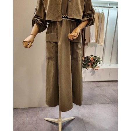 스트링 민소매원피스 자켓 세트