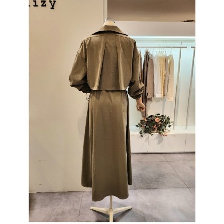 스트링 민소매원피스 자켓 세트