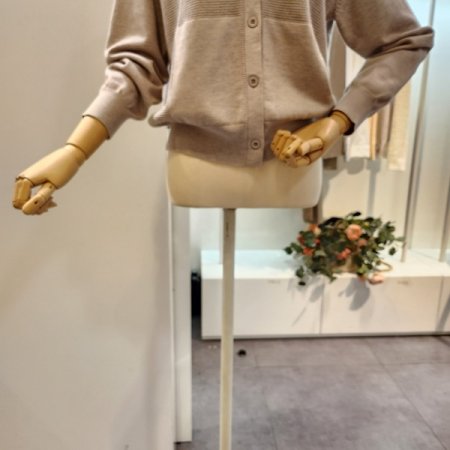 후드넥 단추 가디건