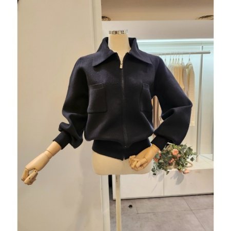 양포켓 퍼프 집업 가디건