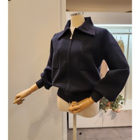 양포켓 퍼프 집업 가디건