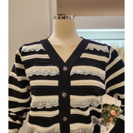 레이스 스트라이프 가디건