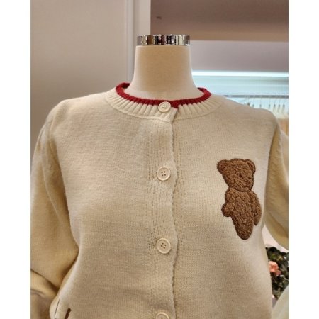 곰돌이 라운드넥 가디건