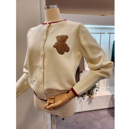 곰돌이 라운드넥 가디건