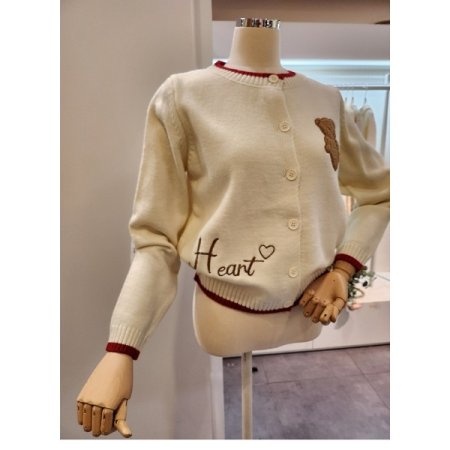 곰돌이 라운드넥 가디건