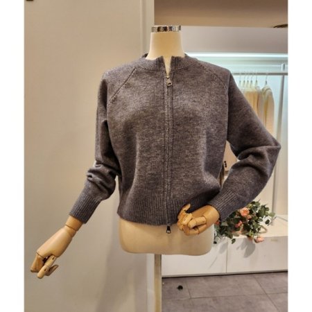 무지 집업 가디건