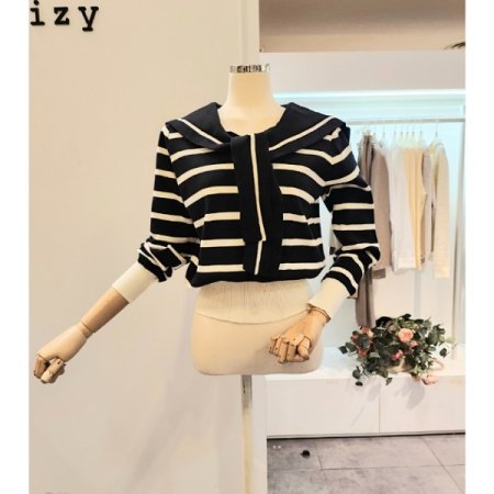 어깨숄 스트라이프 니트