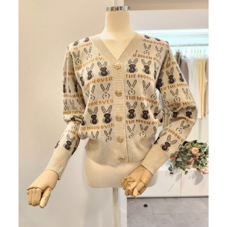 토끼 브이넥 가디건