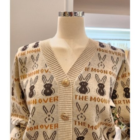 토끼 브이넥 가디건
