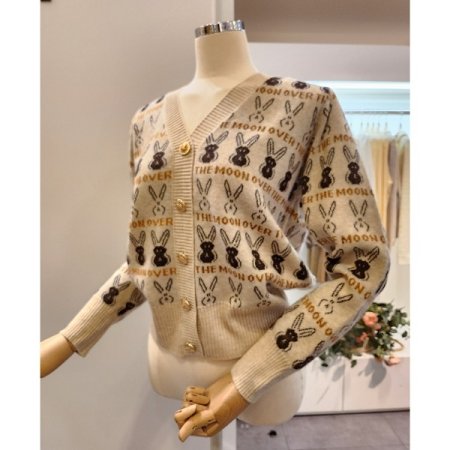 토끼 브이넥 가디건