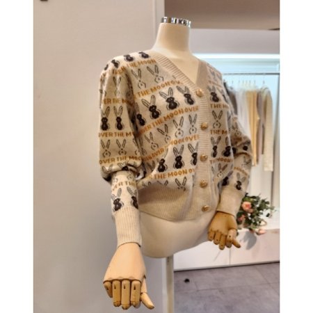 토끼 브이넥 가디건