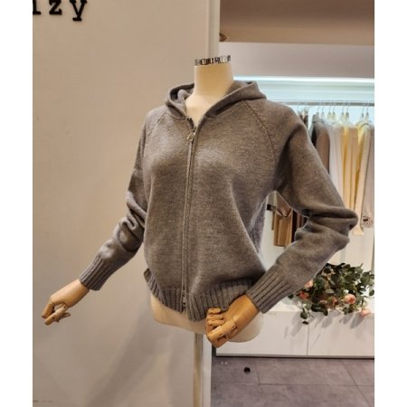 밑단골지 후드넥 가디건