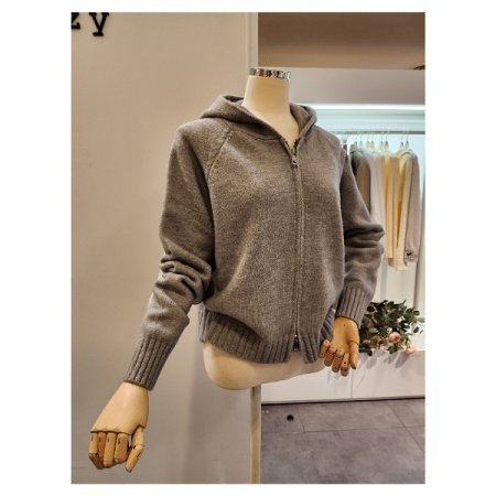 밑단골지 후드넥 가디건