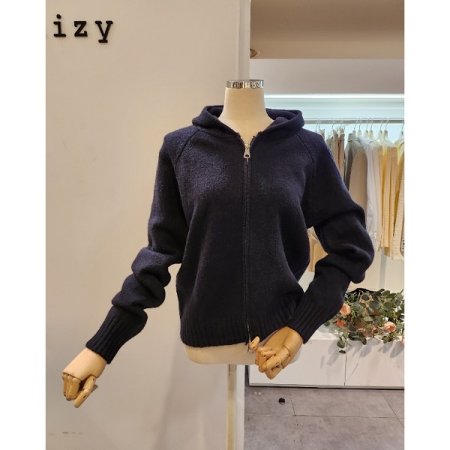 밑단골지 후드넥 가디건