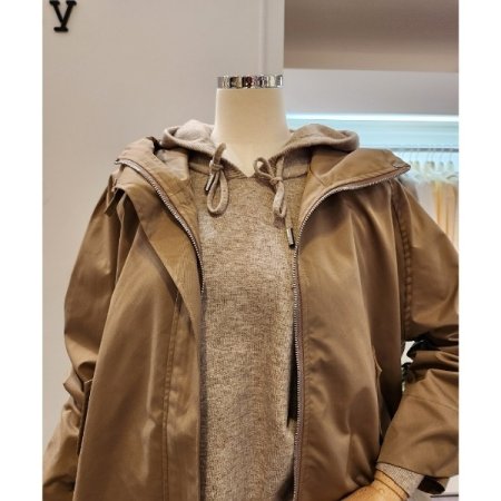 옆버튼 후드넥 야상점퍼