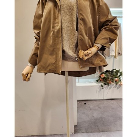 옆버튼 후드넥 야상점퍼