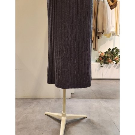 벨트 플리츠 니트 스커트