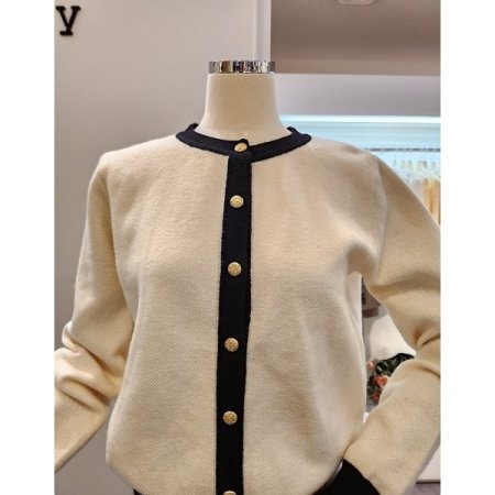 금장 배색 니트 가디건