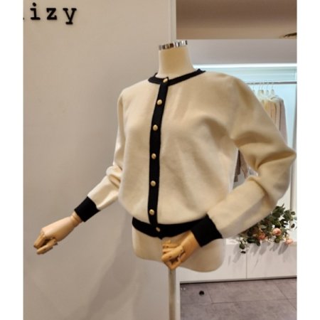 금장 배색 니트 가디건