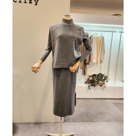 니트 조끼 스커트 쓰리피스 세트