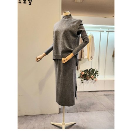 니트 조끼 스커트 쓰리피스 세트