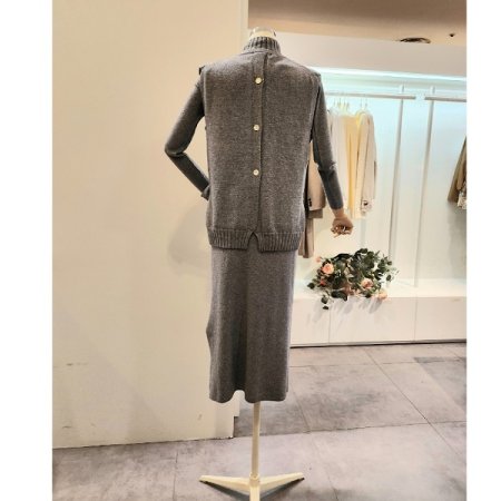 니트 조끼 스커트 쓰리피스 세트