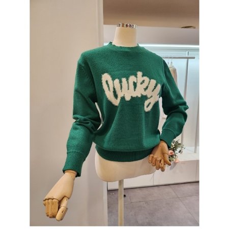 영문 레터링 라운드넥 긴팔 니트