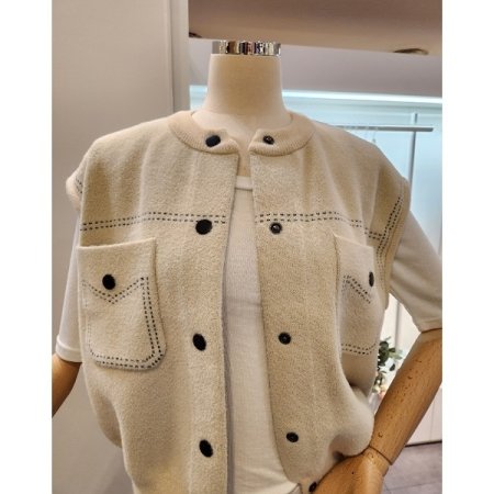 양포켓 스티치 니트베스트