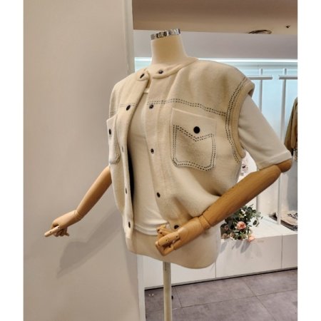 양포켓 스티치 니트베스트