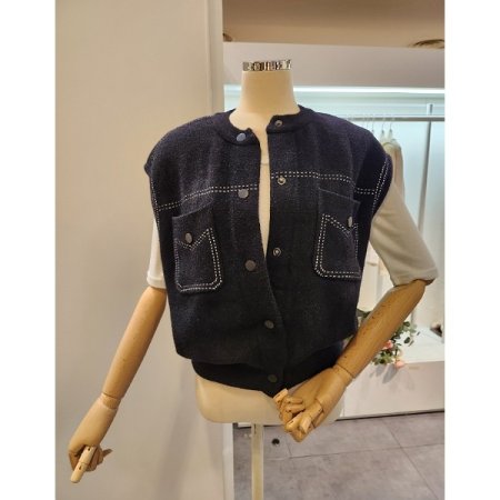 양포켓 스티치 니트베스트