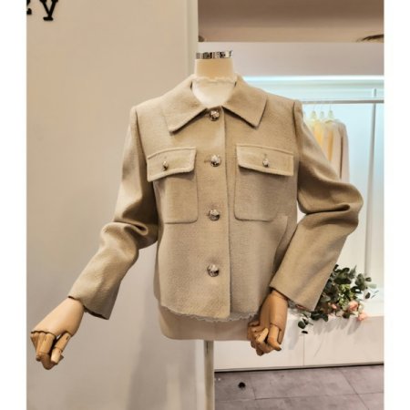 양포켓 카라 트위드 자켓