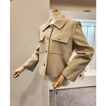 양포켓 카라 트위드 자켓