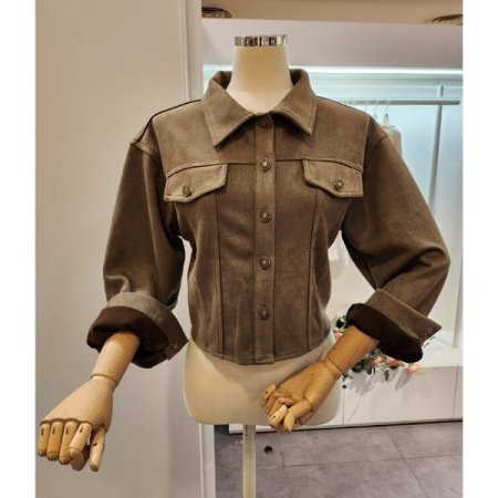 스웨이드 세미크롭 자켓