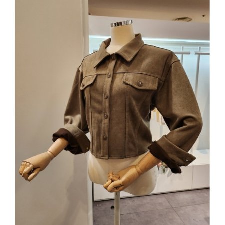 스웨이드 세미크롭 자켓