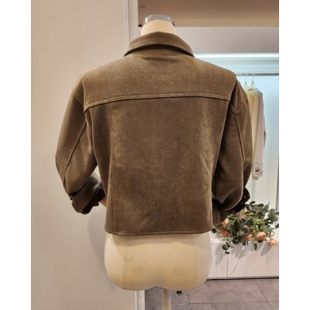 스웨이드 세미크롭 자켓