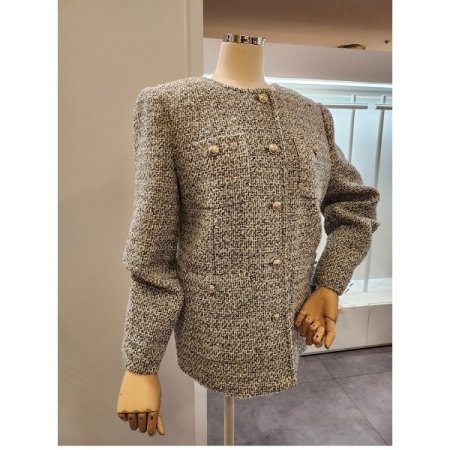 포켓 라운드넥 트위드 자켓