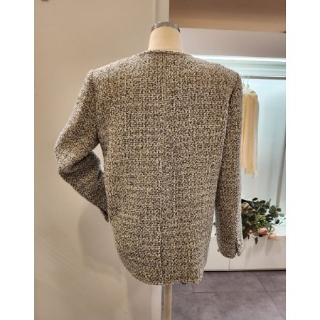 포켓 라운드넥 트위드 자켓