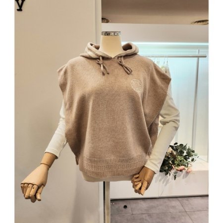 후드넥 루즈핏 니트 베스트