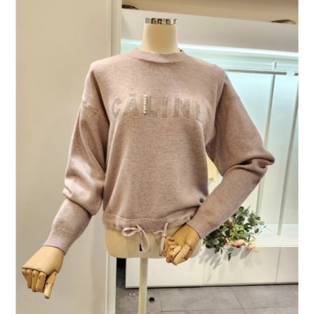 진주 레터링 스트링 니트